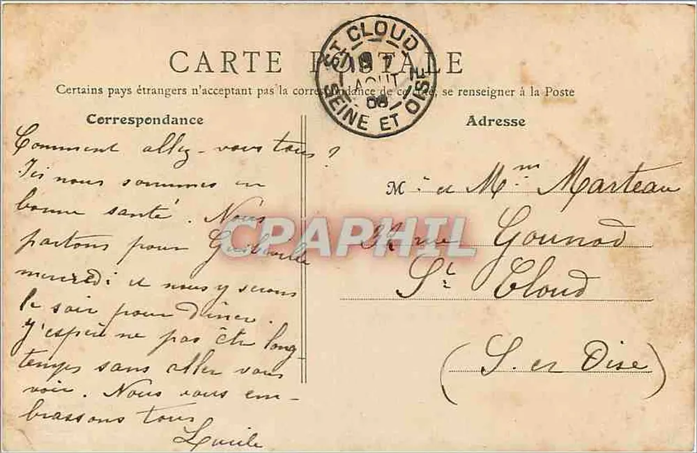 Montargis — Praça Mirabeau — B. F., Paris - Verso