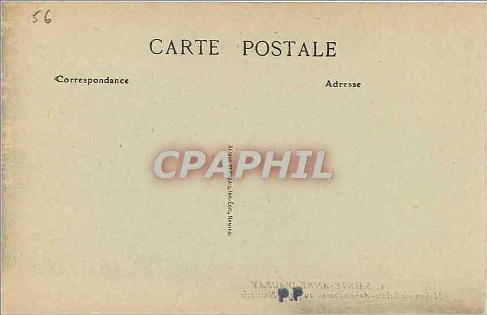 Sainte-Anne-d'Urøy — Aparição de Santa Ana no priorado de Nicolas — Editor não identificado, n° de série 56 - Verso