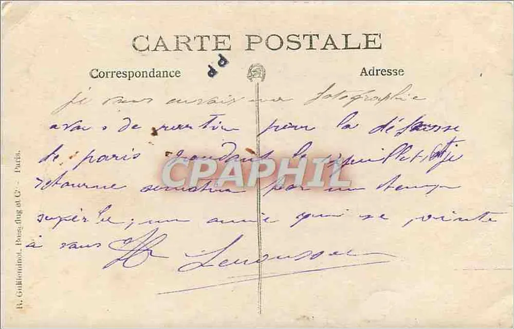 Pilote dans un avion biplan — scène d'aviation ancienne — éditeur R. Guillaume, Boss & Cie, Paris - Achterkant