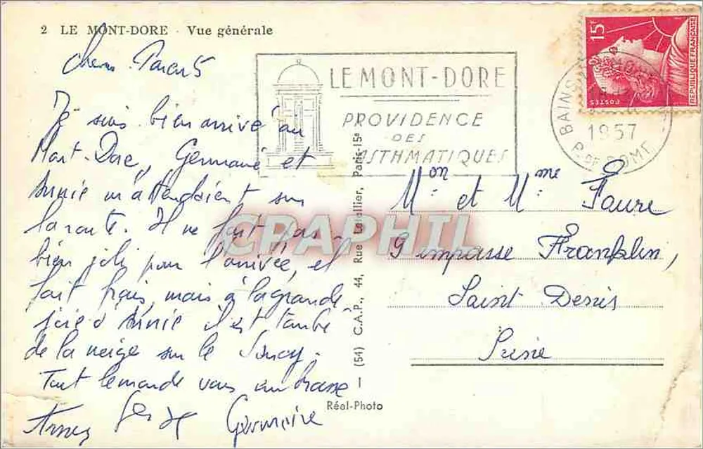 Mont-Dore — Ogólny widok — Réol-Photo - Rewers