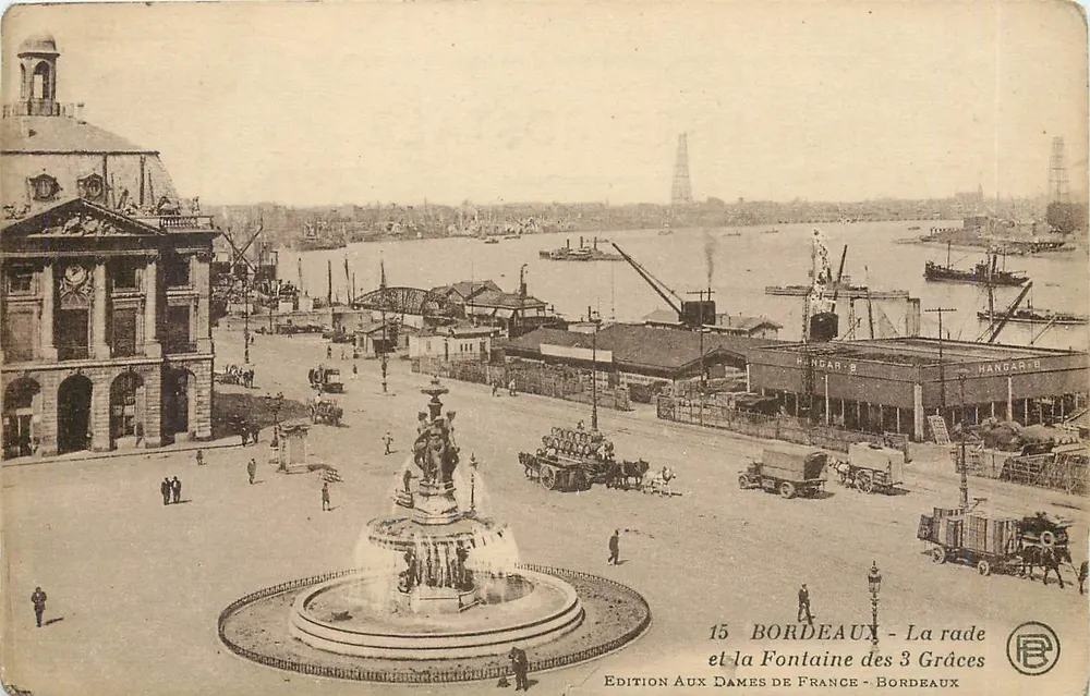 Bordeaux — Die Mole und die Fontaine des trois Grâces — Edition Aux Dames de France - Vorderseite
