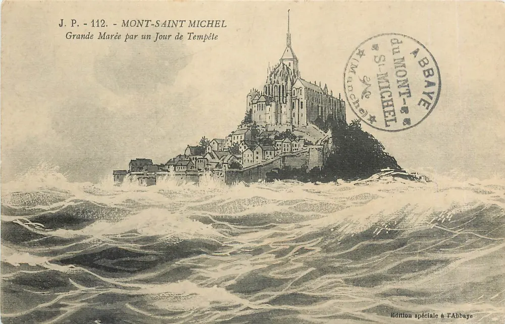 Mont-Saint-Michel — Hochwasser an einem Sturmtag — J.P. - 112 - Sonderausgabe in der Abtei - Vorderseite