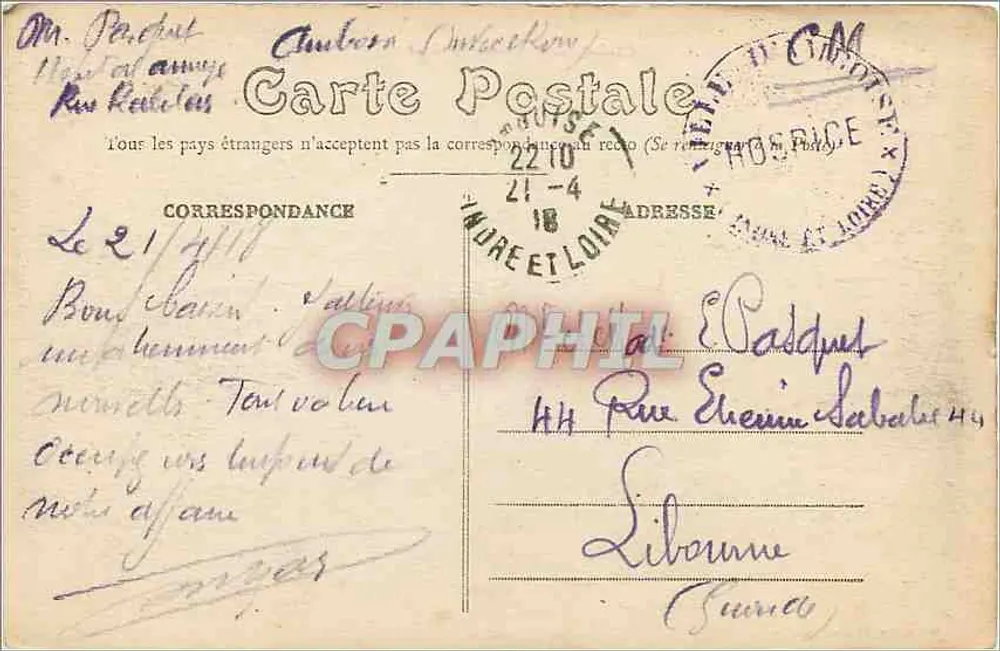 Amboise — Castelo e Dique — G. Loudey, Béraye Amboise - Verso