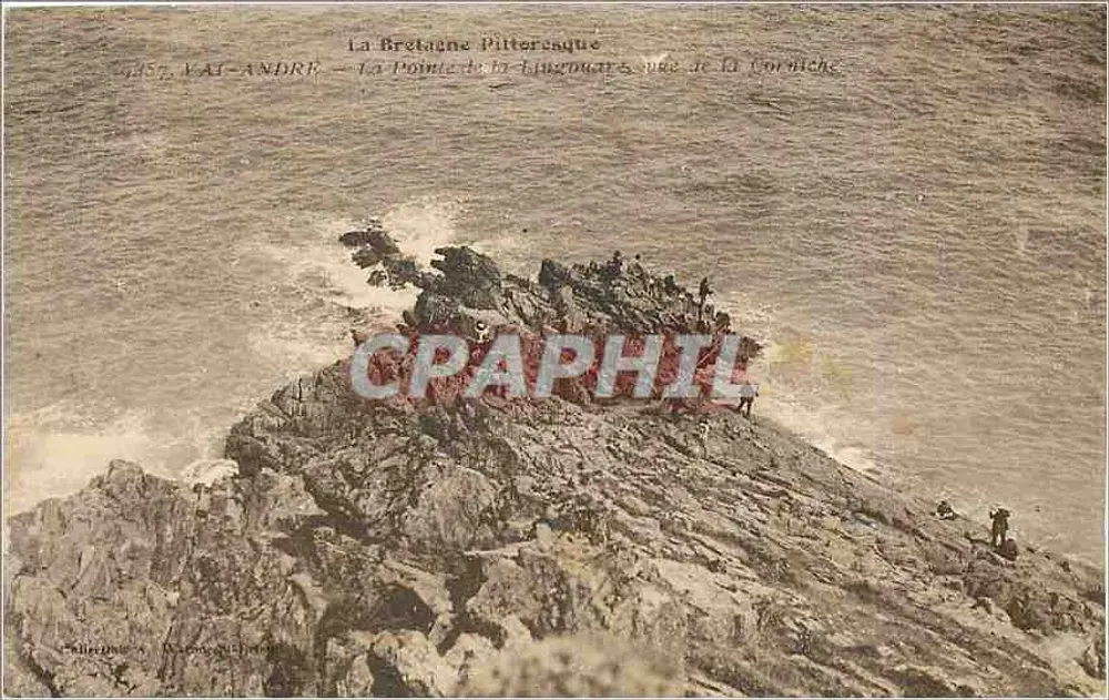 La Bretagne Pitteresque — La Pointe de la Linguère, widok z Corniche — VAI-ANDRE - Awers