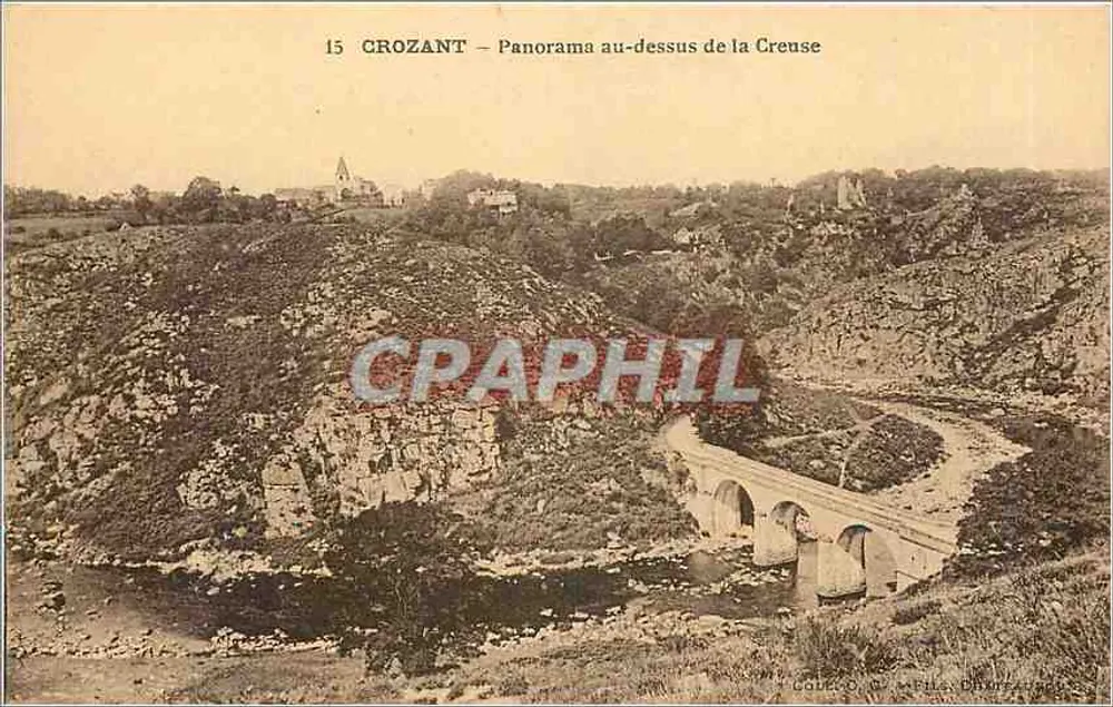 Crozant — Panorama sobre la Creuse — Editor: C. P. B. (n° 15) - Anverso