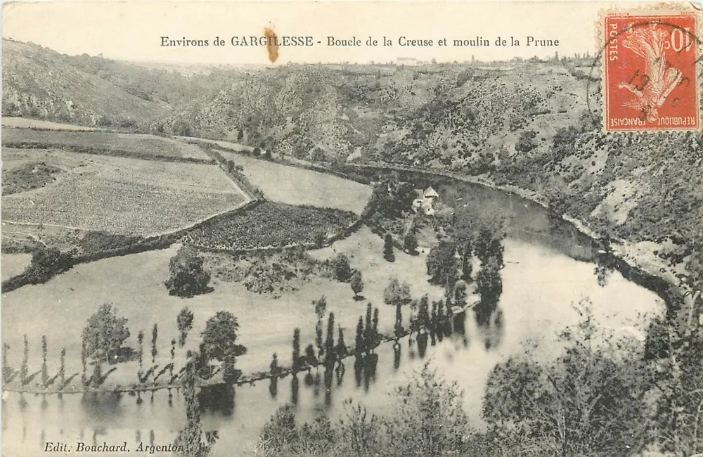 Umgebung von GARGILESSÉ - Biegung der Creuse und Mühle der Prune - Edit. Bouchard, Argenton - Vorderseite