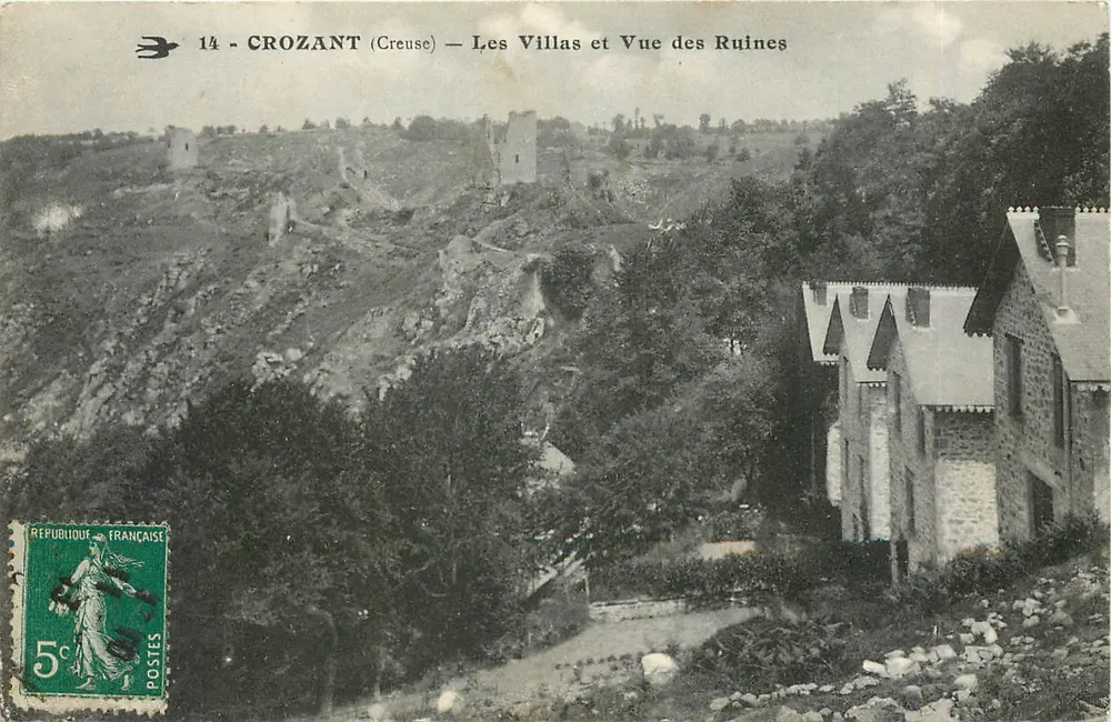 CROZANT (Creuse) — Die Villen und Ansicht der Ruinen — Unbekannter Verlag, Nr. 14 - Vorderseite