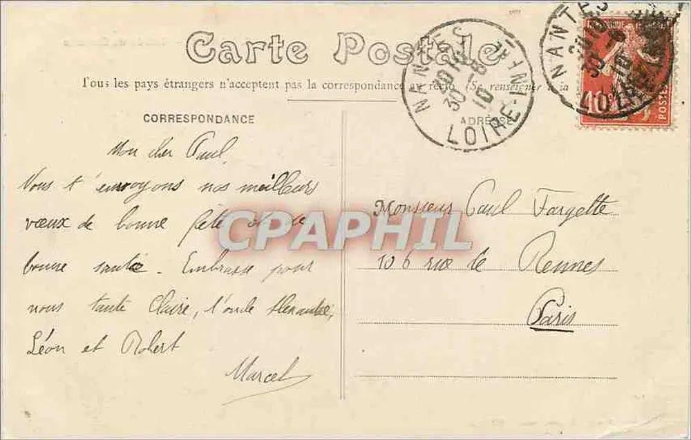 NANTES — Entrada do Castelo — Editor: Eugène Béthou - Verso