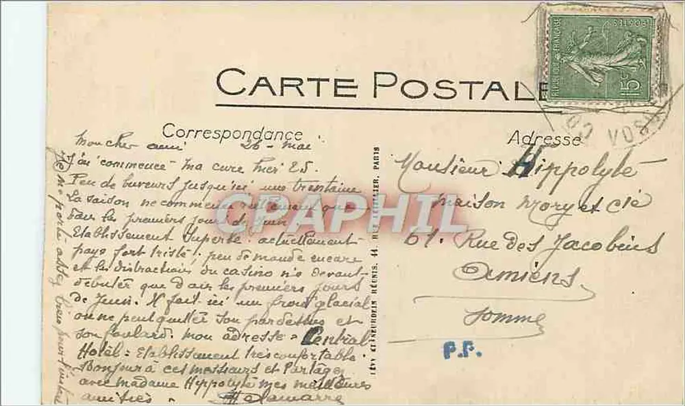 Contrexéville - Le Casino et le Parc aux oiseaux - L.L. - Verso