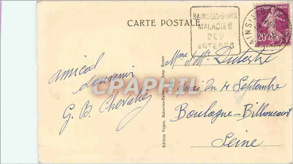 Bains-les-Bains — ingang van Million — uitgave Vejux, Bains-les-Bains - Achterkant
