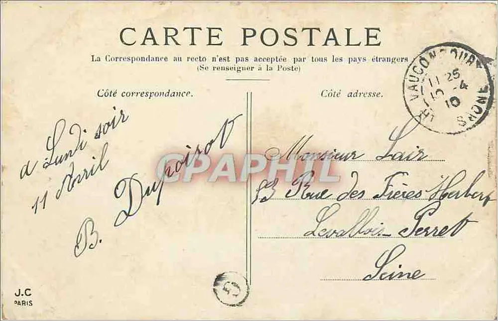 Parigi — L'Hotel de Ville — editore J.C. Paris - Verso
