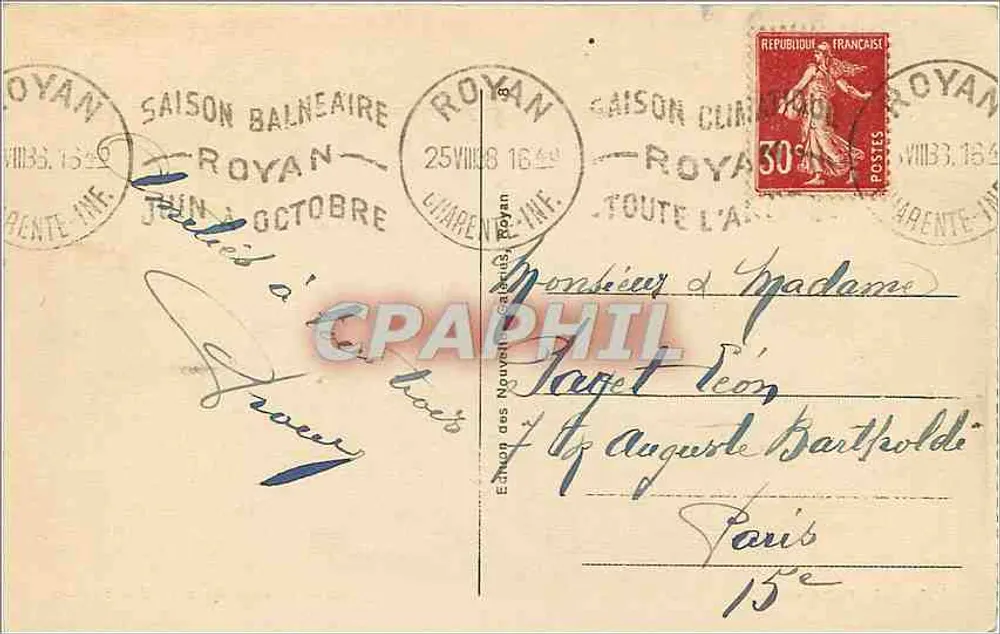 Royan — Conohe diante das novas Galerias — Edição das Novas Galerias - Verso