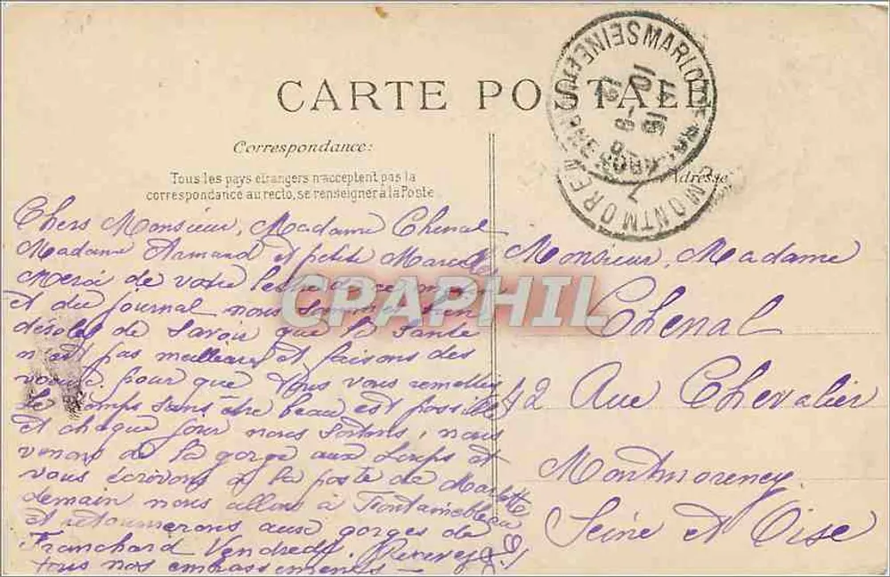Floresta de FONTAINEBLEAU — Long Rocher — Editor E.P.D. n°223 - Verso