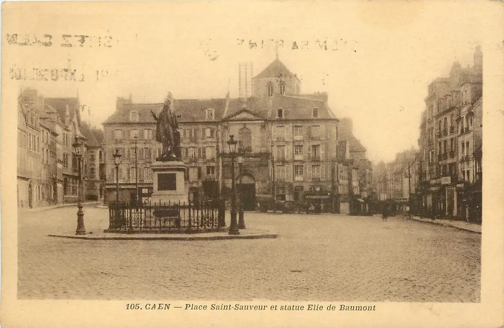 CAEN — Praça Saint-Sauveur e estátua Elie de Baumont — n° 105 - Frente