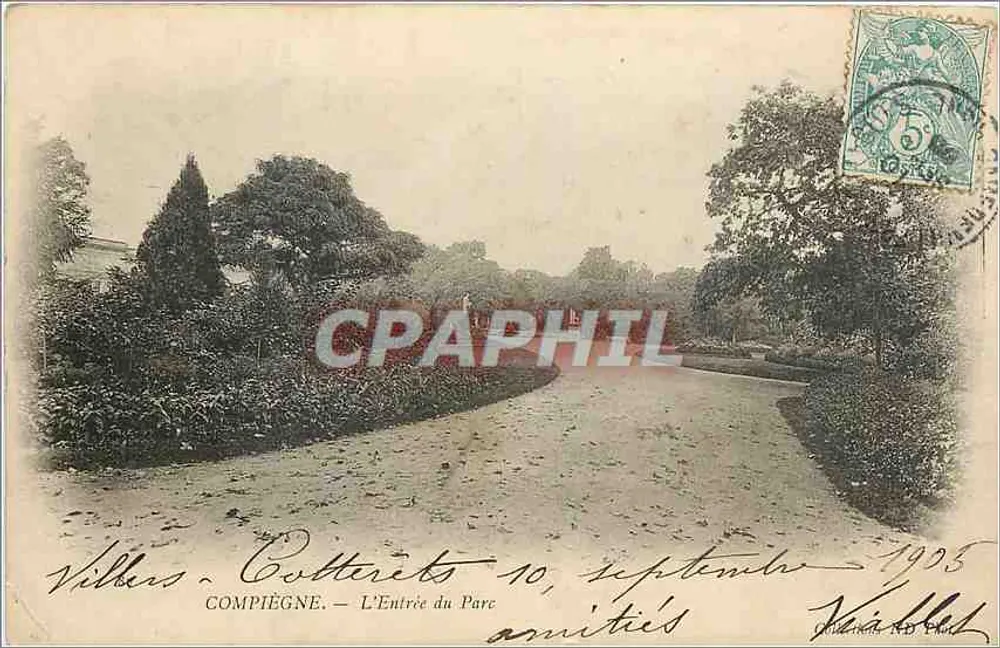 Compiègne — A Entrada do Parque — Editor Villiers & Cottaret - Frente
