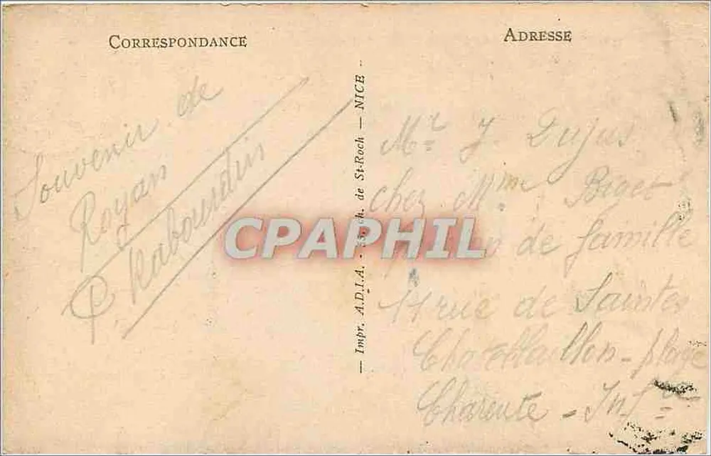 Royan — As Grutas de Meschers — Impr. A.D.I.A. St-Rach - Verso