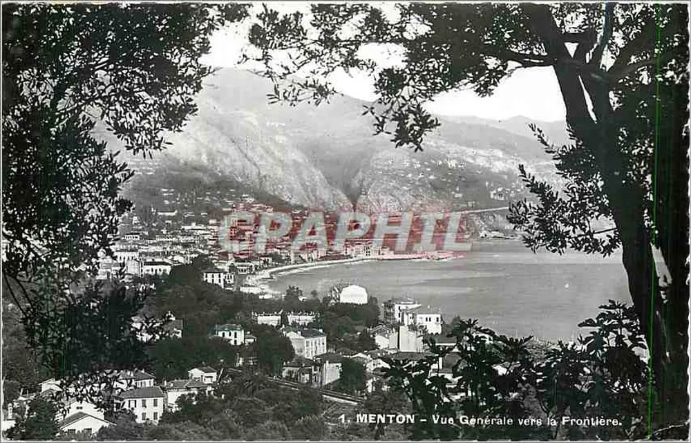 Menton — Visão Geral para a Fronteira — Ed. S.I.C.A., Menton - Frente