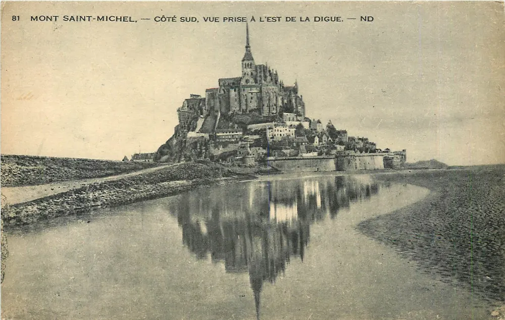 Mont Saint-Michel — Südseite, Ansicht vom Osten des Digué aus — ND - Vorderseite