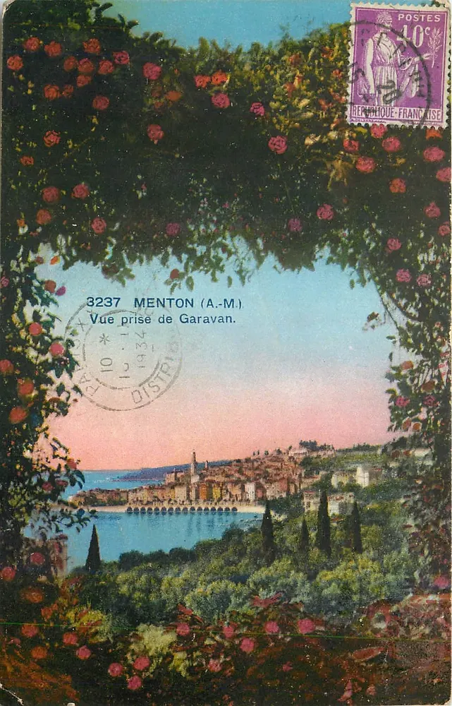 Menton (A.-M.) — Vista tirada de Garavan — A.P.I.A. (A.P.I.A. Photochromie, Nice) - Frente