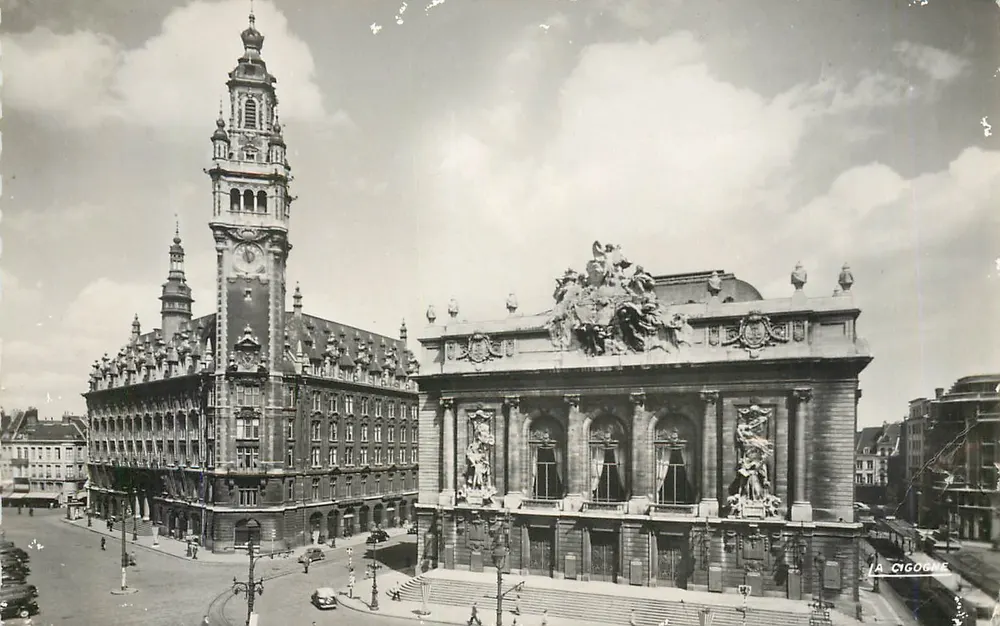 Lille - Place du Théâtre et la Bourse — Éditions « La Cigogne » - Recto