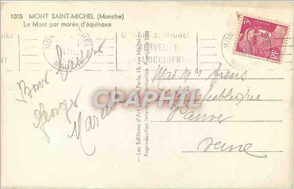 Mont Saint-Michel — Le Mont par marée d'équinoxe — Les Éditions d'Art, Paris - Verso
