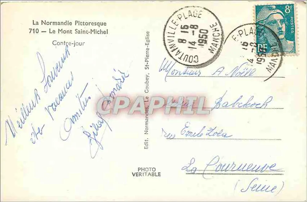 Monte Santo-Michel — Contra-luz — Ed. Normandie Pittoresque, n° 710 - Verso