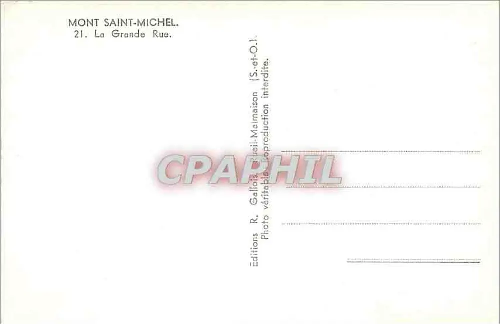 Monte Saint-Michel — A Grande Rua — Edições R. Gallois-Marmaison - Verso