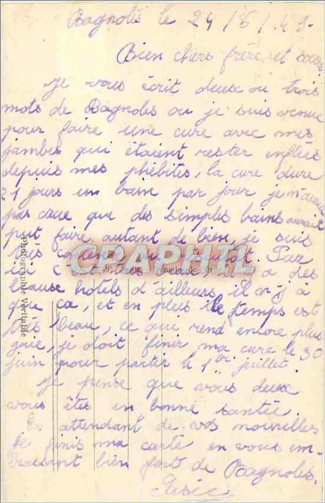 Bagnoles-de-l'Orne — Ansicht des Grand-Hôtel und seiner Gärten — Verlag AHA, Nr. 52 - Rückseite