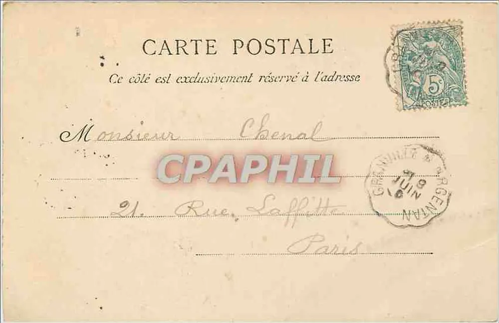 Granville — Das Casino und die Oberstadt — C.P. A. Nr. 8, Paris - Rückseite