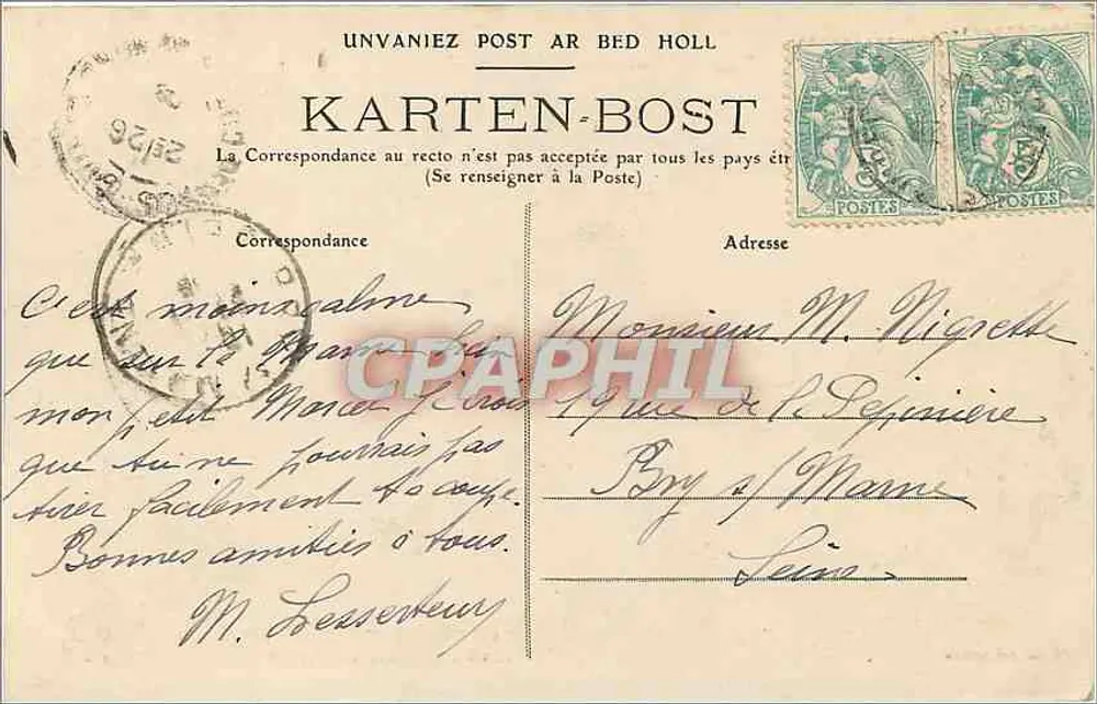 Ploumanac'h — Rocks and wave effect — Publisher Lespinasse, No. 1224 - Back