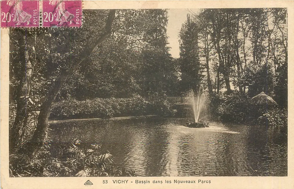 Vichy - Bassin dans les Nouveaux Parcs — éditeur ABA, n° 53 - Recto