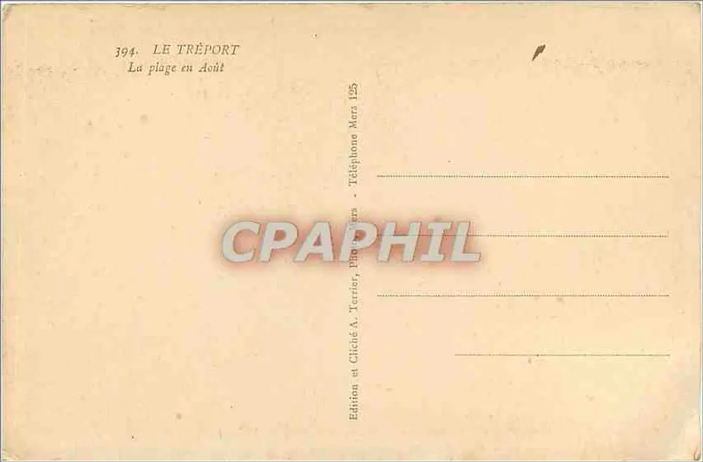 Le Tréport — A praia em agosto — Edição A. Terrier - Verso