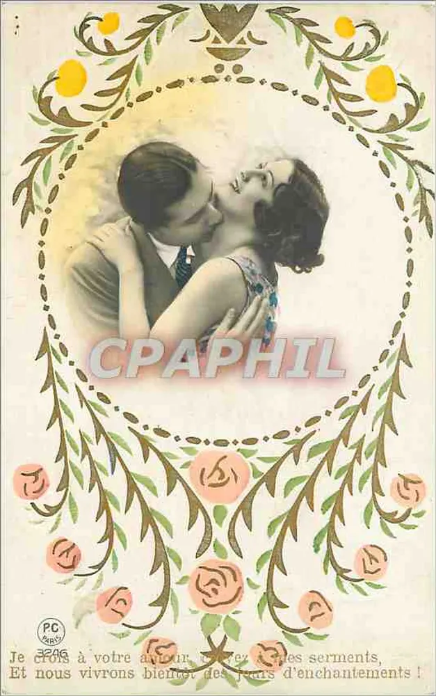 Casal apaixonado — carta postal romântica — PC Paris n°3246 - Frente