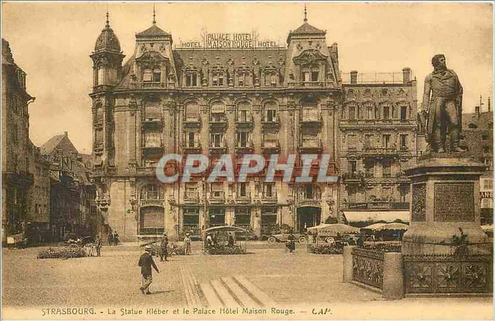 Straßburg - Die Statue Kléber und das Palace Hotel Maison Rouge — CAP. - Vorderseite
