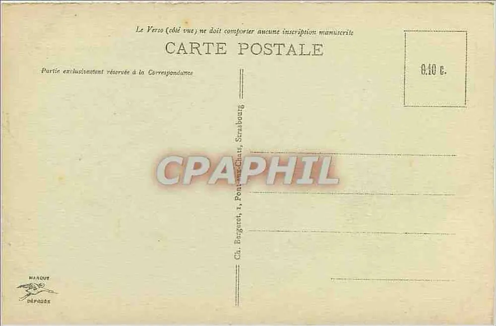 Estrasburgo - Ponte do Corvo — view da cidade com o trem n°57 — editor Ch. Barguet, Estrasburgo, n°412 - Verso