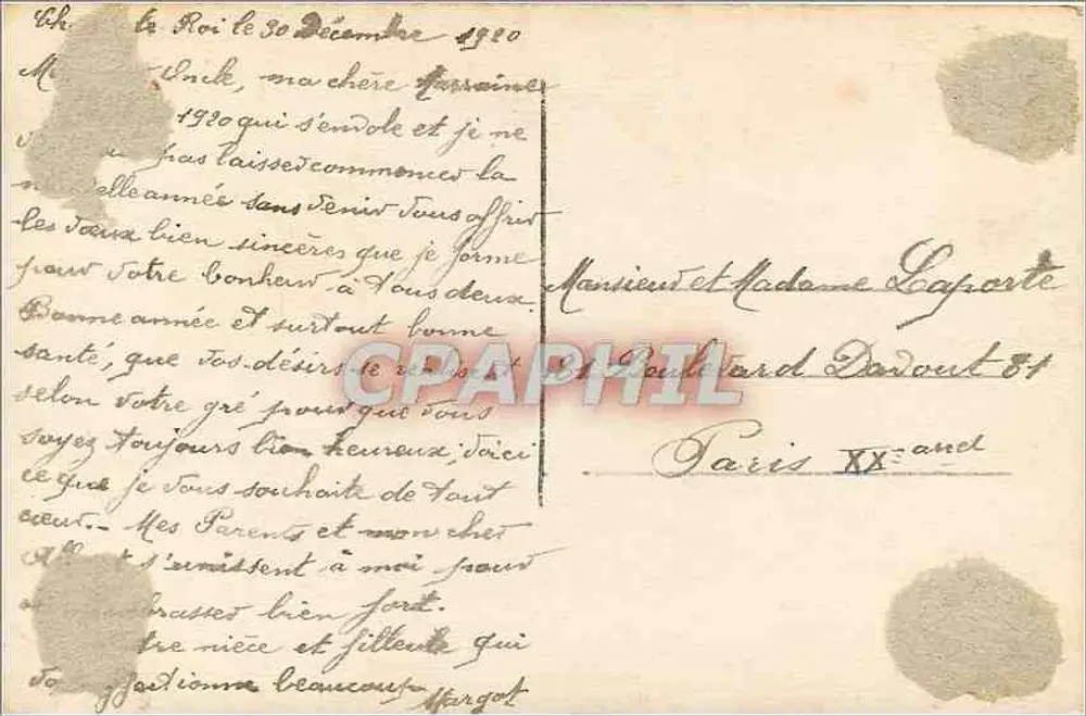 Bom Ano — paisagem invernal em um quadro circular — DIX PARIS 2344/4 - Verso