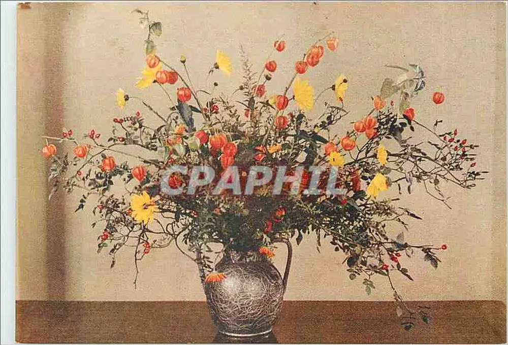 Arranjo de lanternas chinesas — detalhes florais — série de 30 cartas publicitárias para DE RESZKE Cigarettes - Frente