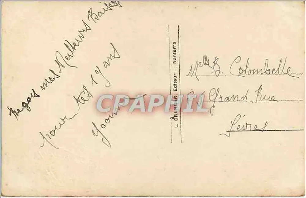 Jovem mulher em vestido leve — flores — editor L. Bravard, Nantua, n° 4225 - Verso