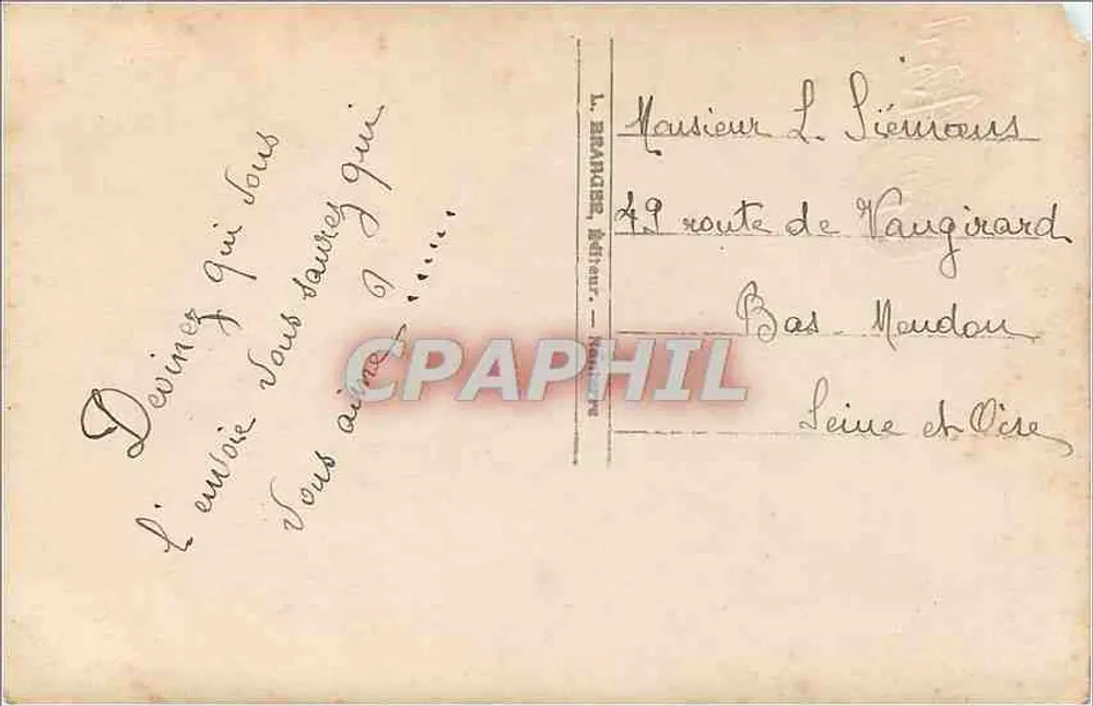 Mulher segurando um cesto de flores — 1º de Abril — editor L. BÉRARDIER, Nîmes - Verso