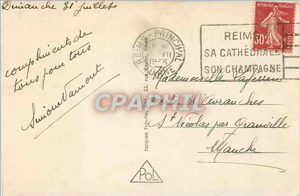 Reims — A Catedral — Pol, n° 651 - Verso