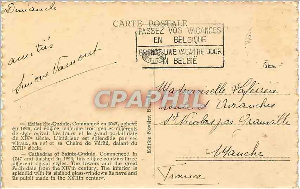 Bruxelas — Igreja de Santa Gudula — Edição Nezatty, n° 37 - Verso