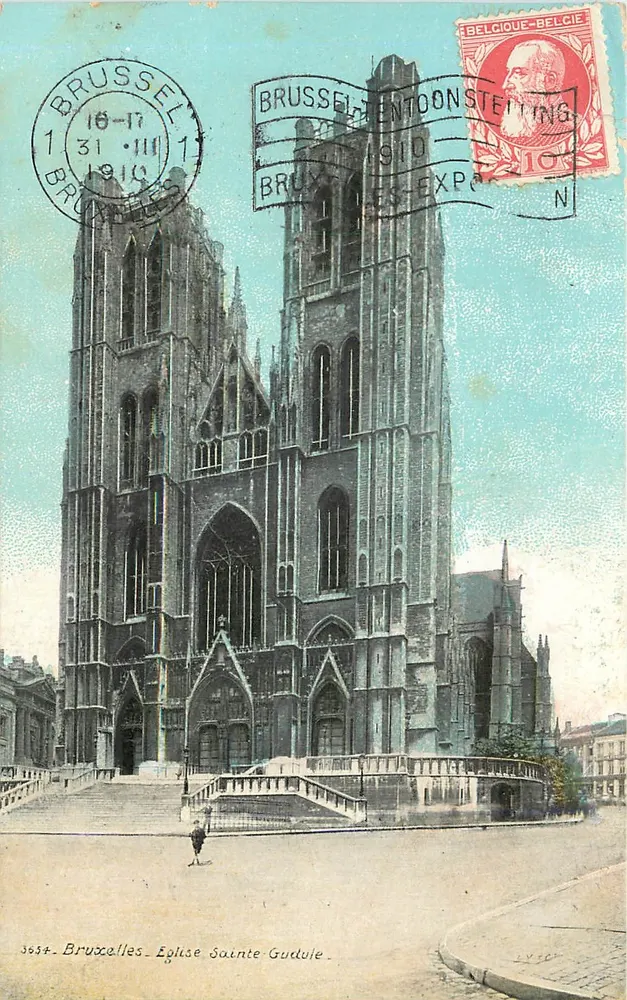 Bruselas - Iglesia de Santa Gudula — exposición de Bruselas 1910 - Anverso