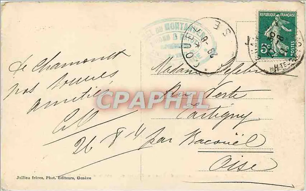 Chamonix — Die Mer de Glace und das Hotel du Montenvers (Höhe 1921 m) — J.J. 93 - Rückseite