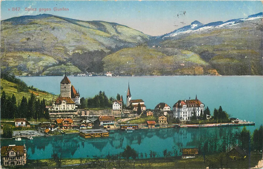 Spiez contra Gunten — vista panorâmica do lago — editor v 847 - Frente
