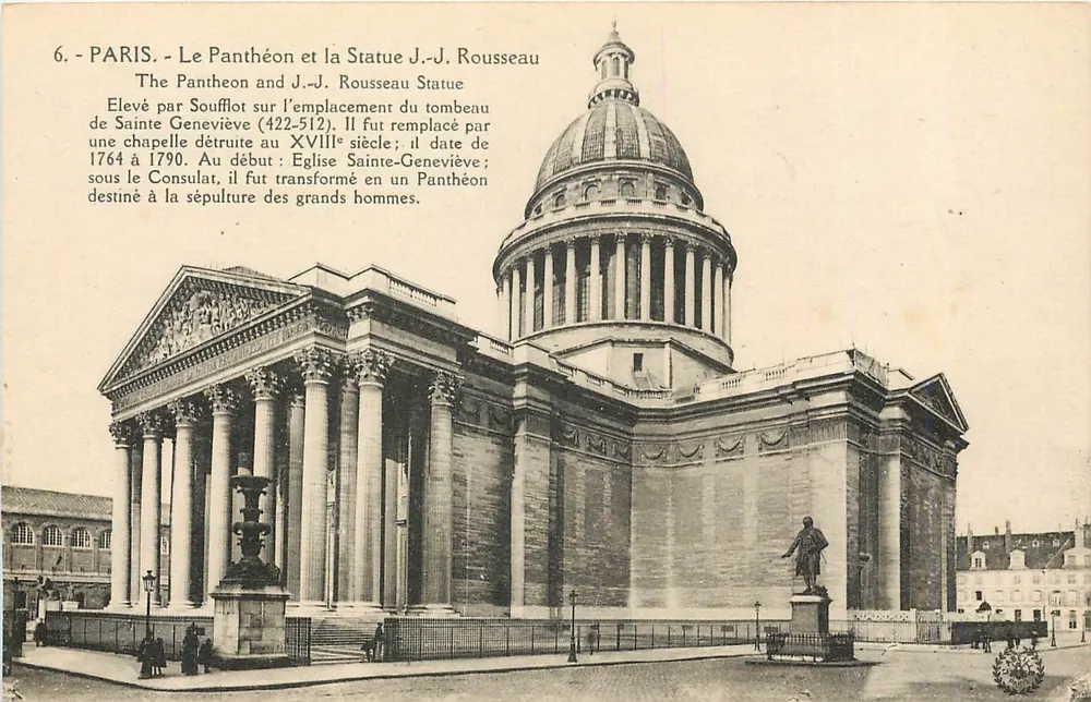 Paris - Le Panthéon et la Statue de J.-J. Rousseau — Imp. phot. L'Alcazar, Paris - Recto