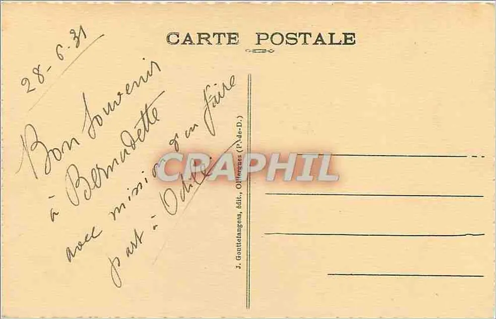 Lago de Guéry — vista panorâmica — J. Goutelanges, editor, Ollennans (P.-d.-D.) - Verso