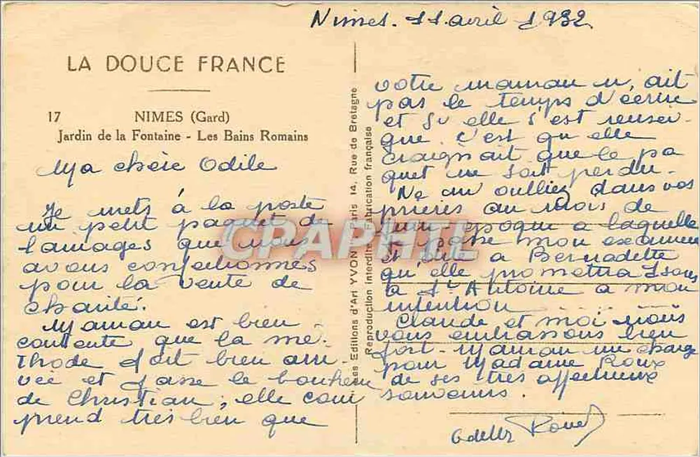 Die römischen Bäder — Nîmes (Gard) — Éditions d'Art Yvon - Rückseite