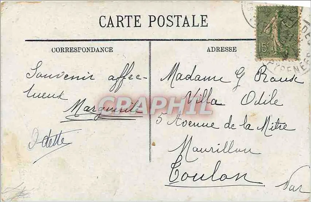 Lourdes — Vista para o Castelo — editor desconhecido, n° 144 - Verso