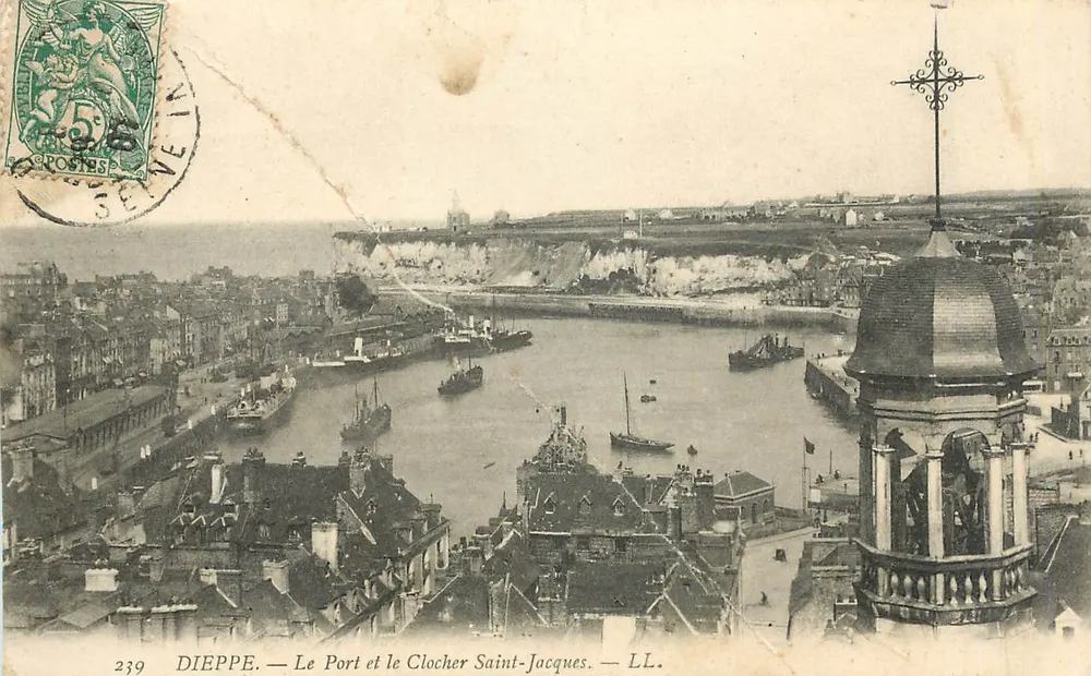 Dieppe — Le Port et le Clocher Saint-Jacques — LL. — n°239 - Recto