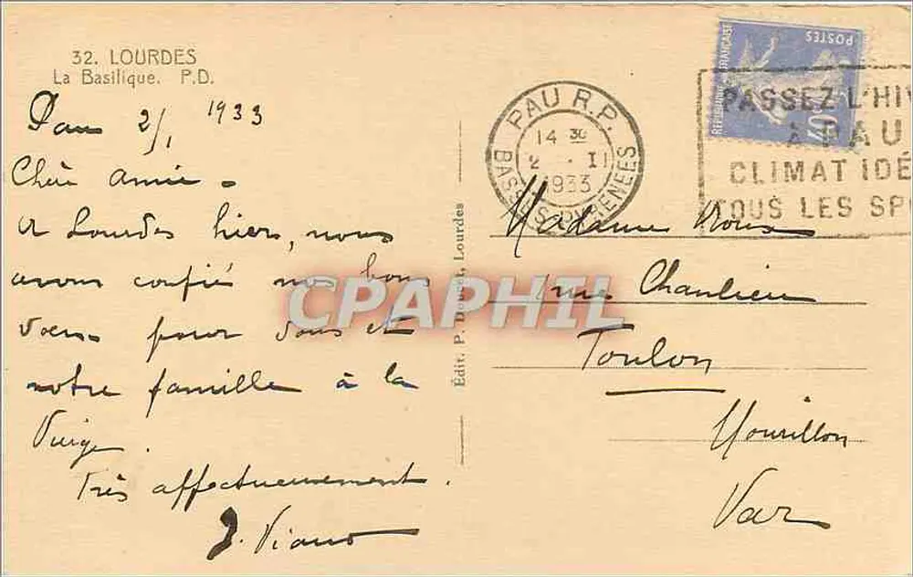 Lourdes — A Basílica — Editor P. Dauce, n°32 - Verso